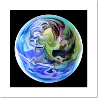 Swirly Planet Earth Globe Posters and Art